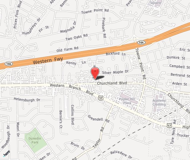 Location Map: 3206 Churchland Boulevard Chesapeake, VA 23321